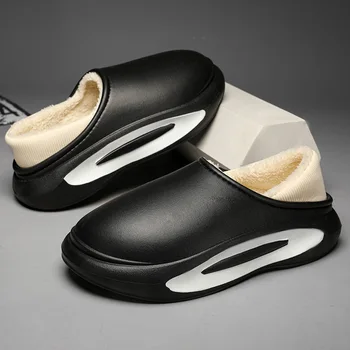 Мужские тапочки Зимние теплые плюшевые платформы EVA Slides Обувь Унисекс Внутренняя обувь Слипоны Плюшевые сандалии Легкая повседневная обувь для мужчин