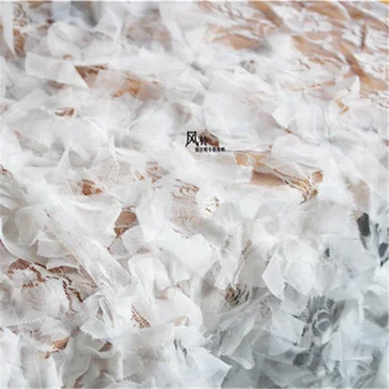 фрагментированная вышитая сетка марлевая ткань белая DIY пэчворк декор сценическая одежда кружева юбки платье модный дизайнер ткань