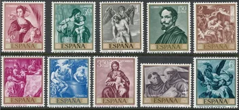 10Pcs/Set Новая Почтовая Марка Испании 1969 Искусство Картины Марки MNH