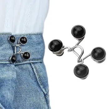 Регулируемые пряжки на талии Застежка на талии без гвоздей Невидимая кнопка регулировки Металлические крючки для одежды Съемная джинсовая пуговица Булавка