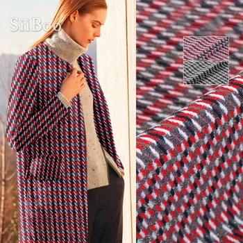 Французский стиль красный черный геометрический металлический плетение шерстяная ткань одежда для пальто платье tissu ткань tecidos telas SP5591 БЕСПЛАТНАЯ ДОСТАВКА