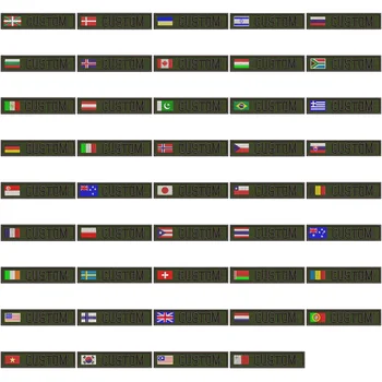 Зеленый OD Пользовательское имя Патч-лента Флаг Липучка и петля Вышивка Испания Израиль Франция Германия Бельгия Великобритания Австралия