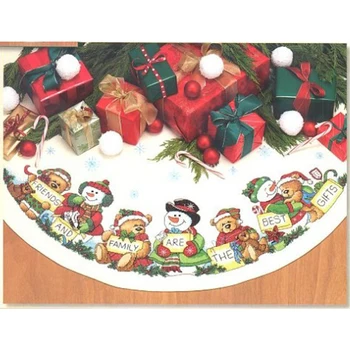 Amishop Высокое качество Прекрасная праздничная тема Счетный крест Набор Рождественский снеговик Плюшевый мишка Столовая бегунья Скатерть Dim 08797