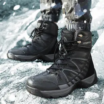 Мужские замшевые кожаные зимние сапоги Водонепроницаемые нескользящие удобные зимние теплые плюшевые ботинки на подкладке для мужчин