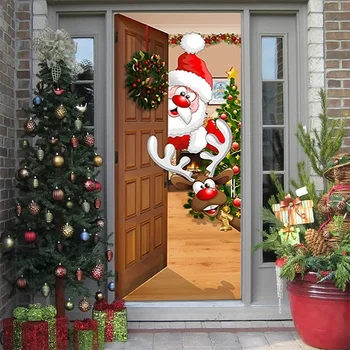 Новогодний рождественский дверной столб Санта-Клаус Лось Мультфильм Креативный деревянный дверной ремонт декоративный настенный столб