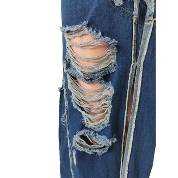 Дырки Выстиранная джинсовая макси-юбка для женщин 2023 Осень Мода Пуговица Муха Высокая Талия Разрез Полые Полые Сексуальные Джинсы Юбки Уличная одежда