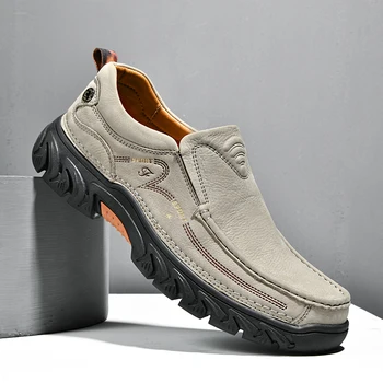 Нескользящая мужская походная обувь Мужская высококачественная обувь для вождения Роскошный бренд Мужские лоферы из воловьей кожи Натуральная кожа Мужская повседневная обувь