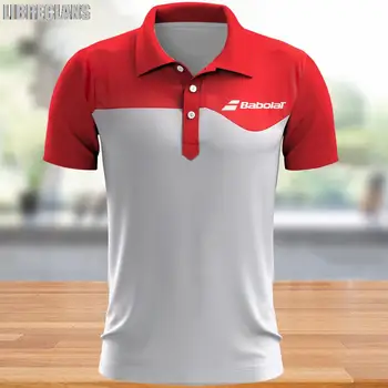 Новый Babolat Пэчворк Теннисная рубашка-поло с принтом Бутик Дышащая рубашка для гольфа Мужская рубашка-поло для фитнеса Спортивная одежда для бадминтона