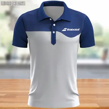 Новый Babolat Пэчворк Теннисная рубашка-поло с принтом Бутик Дышащая рубашка для гольфа Мужская рубашка-поло для фитнеса Спортивная одежда для бадминтона