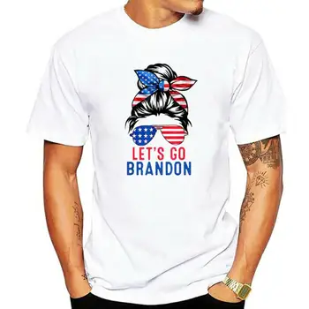 Let's Go Brandon Messy Bun Футболка с флагом Америки Футболка с флагом Антиджо Байдена Клубная футболка Смешная политическая шутка Одежда