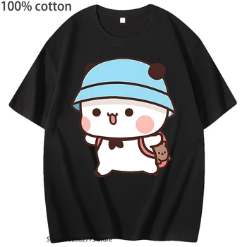 Симпатичная рубашка Bubu Dudu Panda Baby Bears для женщин Одежда Kawaii Милые футболки Лето 100% хлопок Футболка Лето Эстетический топ