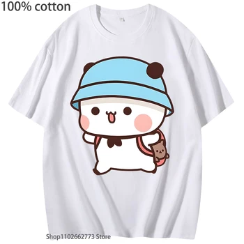 Симпатичная рубашка Bubu Dudu Panda Baby Bears для женщин Одежда Kawaii Милые футболки Лето 100% хлопок Футболка Лето Эстетический топ