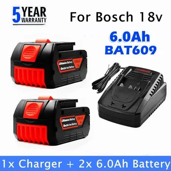 100% оригинальная литий-ионная аккумуляторная батарея BAT609 18 В 6,0 / 8,0 / 10 Ач 6,0 А для портативной замены Bosch
