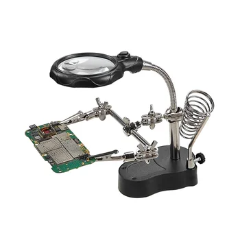  Кронштейн стола для паяльника со сварочным увеличительным стеклом Стол для обслуживания цифрового оборудования со светодиодной лампой