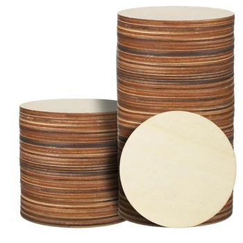 36 шт. 4-дюймовые деревянные круги незаконченные круглые деревянные диски пустые деревянные круглые натуральные деревянные вырезы срезы