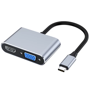 Многопортовый адаптер USB C на HDMI VGA 4K Type C USB-C Hub Видеопроекторы Конвертеры Порт Адаптер для Macbook Pro