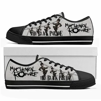 My Chemical Romance Рок-группа Низкий топ Высококачественные кроссовки Мужские женские кроссовки Teen Canvas Повседневная пара Обувь на заказ