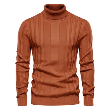 2023 Осень Новая мужская повседневная рубашка с высоким воротником и теплым низом Однотонный пуловер большой