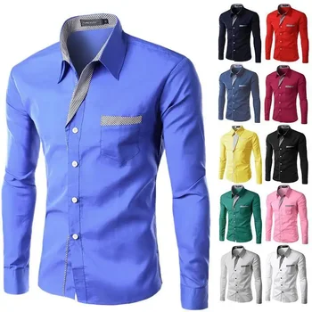 2023 Горячая распродажа Новая Мода Camisa Masculina Рубашка с длинным рукавом Мужчины Slim Fit Design Формальный повседневный бренд Мужская классическая рубашка Размер M-4XL