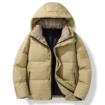 2024 Осень и зима Новый молодежный модный тренд Мужское пальто с капюшоном Повседневное хлопковое пальто