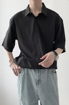 Мужские летние повседневные эластичные рубашки с рукавом Стандартная посадка Платье Одинарный накладной карман Без складок Формальная деловая рубашка B202