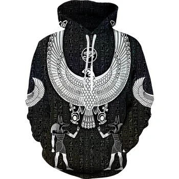 Египетские элементы Фараон Анубис 3D Толстовка с капюшоном Высокое качество Мода Спорт Повседневный Пуловер На открытом воздухе Тренд Унисекс Одежда
