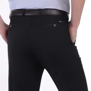 Мужские повседневные брюки Высококачественные брюки Fromal Свободные повседневные прямые классические брюки Легкий мужской костюм Брюки черный Плюс размер 40