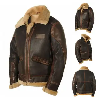  Стильное мужское пальто Мужская куртка из искусственной кожи Плюшевый пиджак с утолщенными лацканами Пальто Сохраняйте тепло
