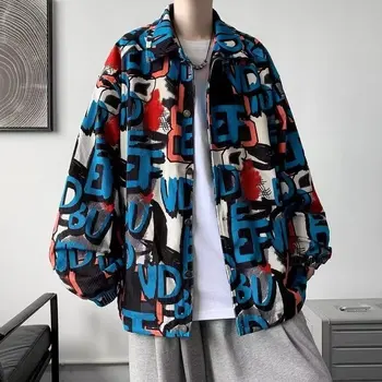 Весенний и осенний тренд Бомба Улица Хип-хоп Граффити Вельветовое пальто Мода Простые красивые Модные куртки для мужчин