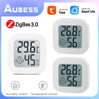 AUBESS Tuya ZigBee Датчик температуры и влажности для умного дома Термометр Гигрометр Автоматизация Дистанционное управление Поддержка Alexa