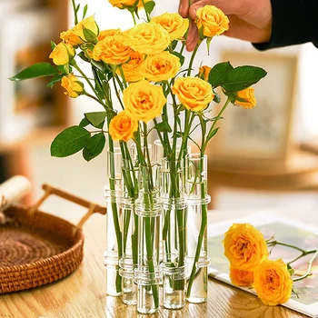  Навесной Цветок Стеклянная ваза Пробирка Креативный держатель для растений Гидропонный контейнер Гостиная Офис Обеденный стол Цветочный домашний декор