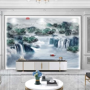 Пользовательские 3D Фотообои Китайская художественная концепция Чернила Пейзаж Фреска Для Гостиной Диван Телевизор Фон Обои Дом Deocr