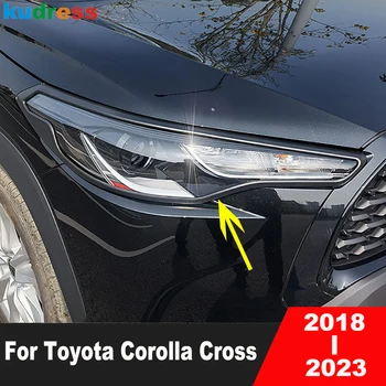  Накладка на крышку передней фары для Toyota Corolla Cross GR 2018-2022 2023 Черные аксессуары для молдинга передних фар автомобиля