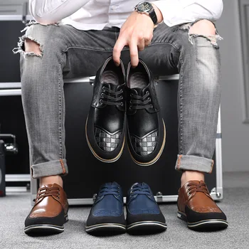 Высококачественная повседневная обувь большого размера Мужская деловая дышащая мужская повседневная обувь Горячая распродажа Модный бренд Коричневая повседневная мужская обувь