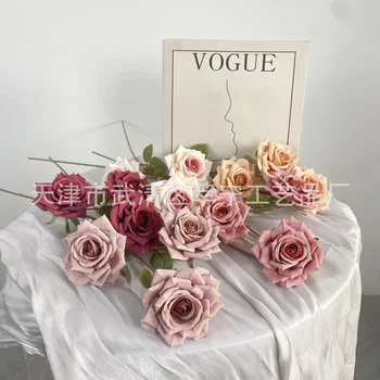 3-головочный капучино роза манта роза искусственный цветок свадебная цветочная композиция для дома украшения отеля искусственные цветы