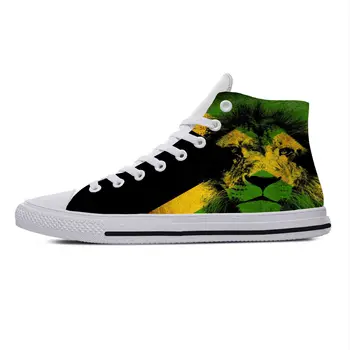 Горячая Ямайка Ямайский флаг Патриотическая гордость Мода Повседневная ткань Обувь Высокий Топ Удобные дышащие 3D-печать Мужчины Женщины Кроссовки