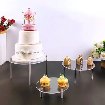 1 Набор акриловых стоек для торта Украшение Подставка для торта на день рождения Круглая стойка для десертов Дисплей Стол Свадебный реквизит Принадлежности для вечеринок