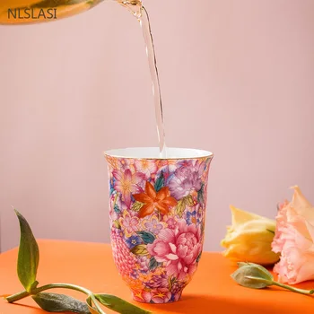 Эмалированная чайная чашка в дворцовом стиле Изысканная керамическая мастер-чашка Бытовой чайный сервиз ручной работы Индивидуальный высококачественный маленький чайный чайник