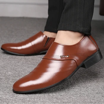 деловая кожаная обувь для мужчин повседневная однотонная сетчатая дышащая обувь с острым носком оксфорды офисная рабочая обувь Zapatos Cuero Hombre